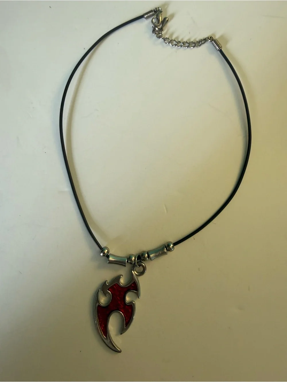 Red Māori design Silver Pewter Tribal Flame Pendant Necklace - Women Jewelry